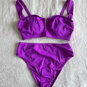 Shade & Shore Purple Bikini Set with Structured Top